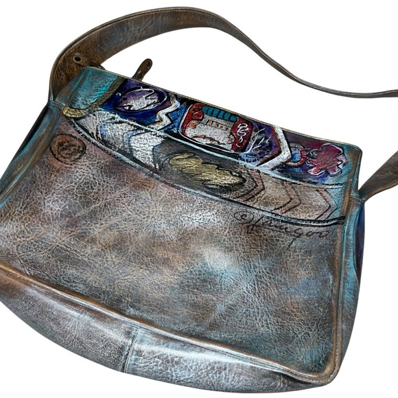 Jane yoo wearable art leather purse shoulder bag vintage retro - Picture 1 of 7